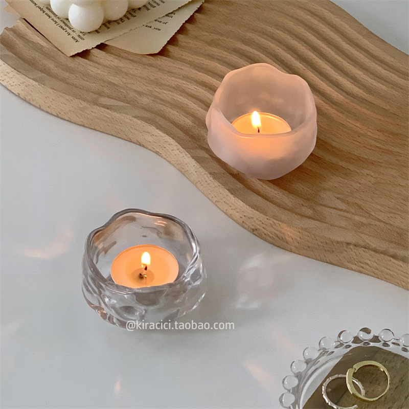 ins高级感不规则圆形玻璃烛台