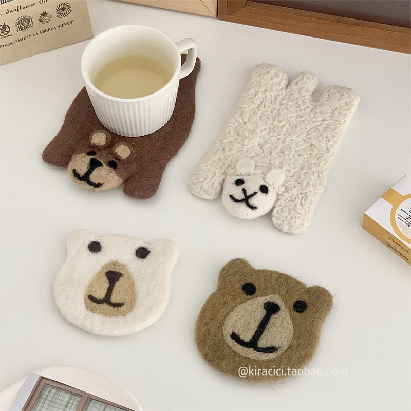 ins风手工羊毛毡动物小熊