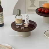 复古相思木高脚托盘香水化妆品木质收纳盘首饰展示盘玄关置物盘