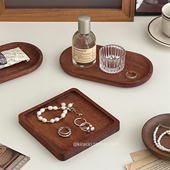 复古实木椭圆形收纳盘桌面化妆品首饰整理展示托盘玄关钥匙置物盘