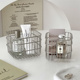 ins正方形不锈钢银色收纳筐桌面杂物置物篮化妆品整理篮子收纳盒