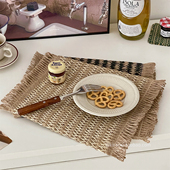 复古田园风黄麻编织流苏餐垫餐桌盘垫防烫隔热垫拍照道具装 饰垫子