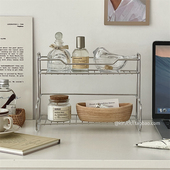 简约不锈钢台面置物架洗漱台化妆品杂物整理架卧室桌面金属收纳架