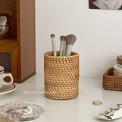 复古藤编多功能收纳筒