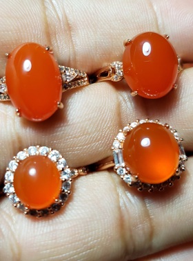 天然南红戒指本命年红色戒指保山杨柳原矿无优化活口可调节镶嵌