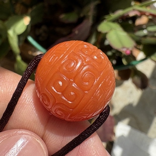 (带证书)1309原矿保山杨柳滴水洞南红玛瑙满肉柿子红20mm回纹珠