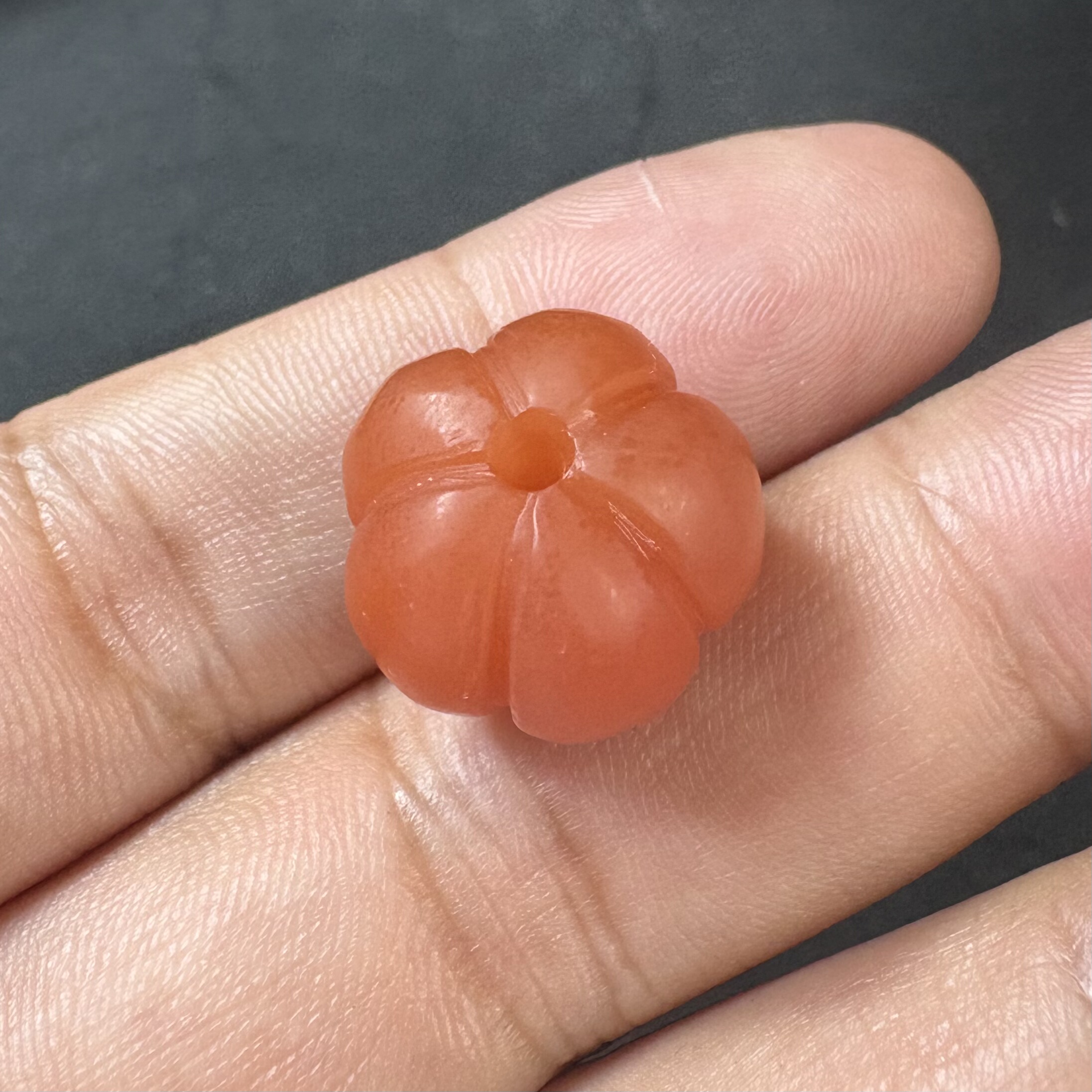 （带证书）1922保山大水沟料散珠配珠精工雕刻柿子红玛瑙手串配饰