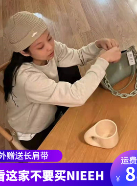 韩国nieeh腋下包绿色Jennie同款高级感小众洋气原创尼龙法棍包