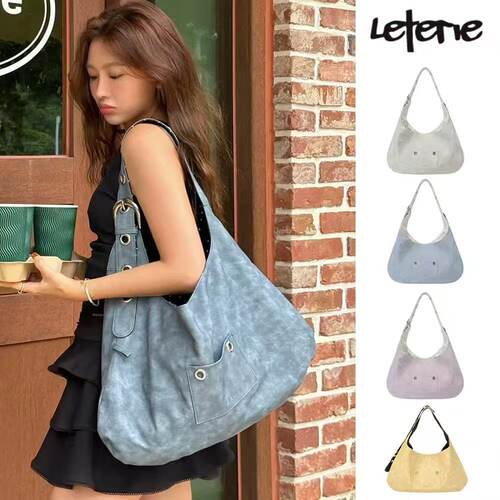 韩国小众Leterie包品牌徐贤同款复古风双面大容量单肩包托特包女