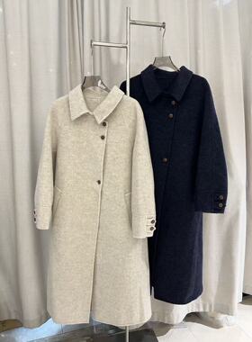 2025新款时尚百搭翻领宽松纯色柔软舒适长袖羊绒外套