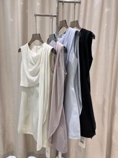 高级感圆领无袖飘带背心连衣裙女2026春夏新款时尚小个子A字裙潮