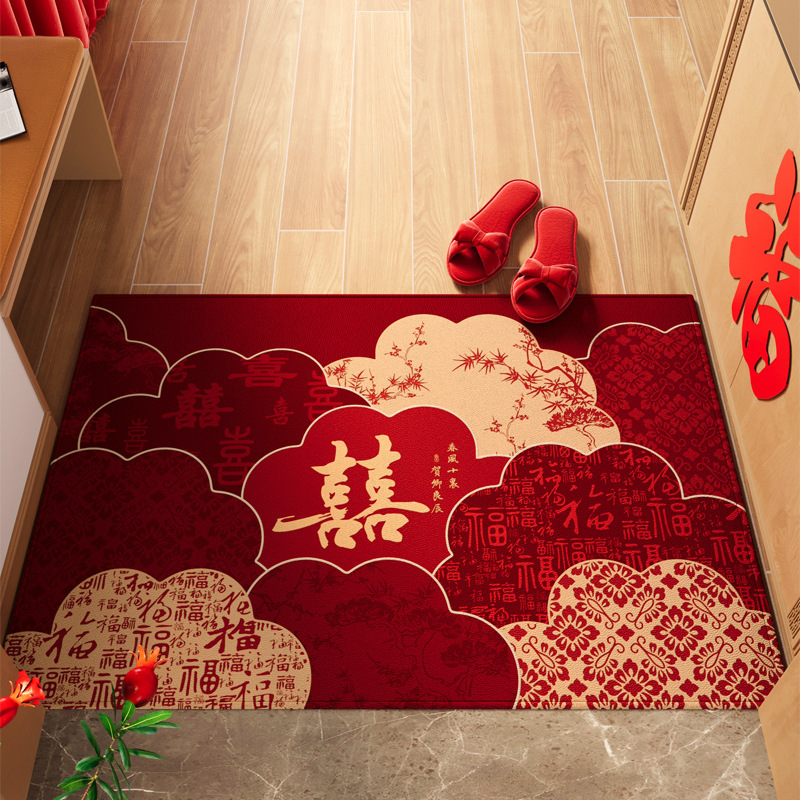新款结婚入户门地垫双喜婚房布置