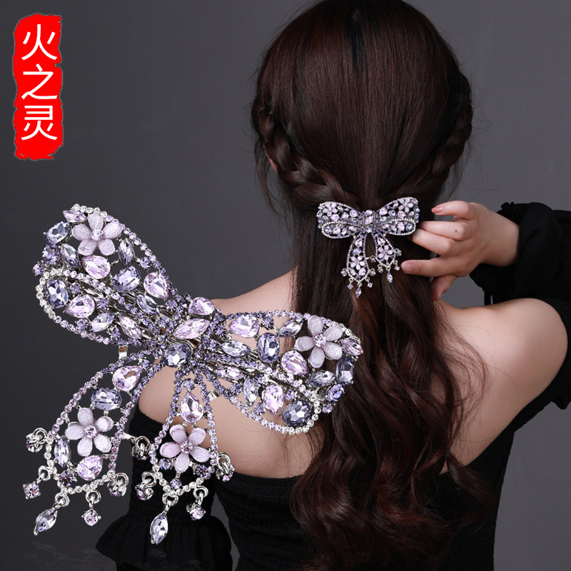 发夹后脑勺蝴蝶结头饰2022年新款水钻高端发卡女顶夹发饰夹子卡子