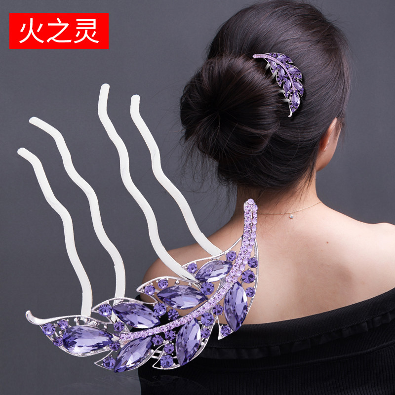 盘发插梳水钻发梳头饰新款发妈妈夹女后脑勺盘发器发簪簪子发钗