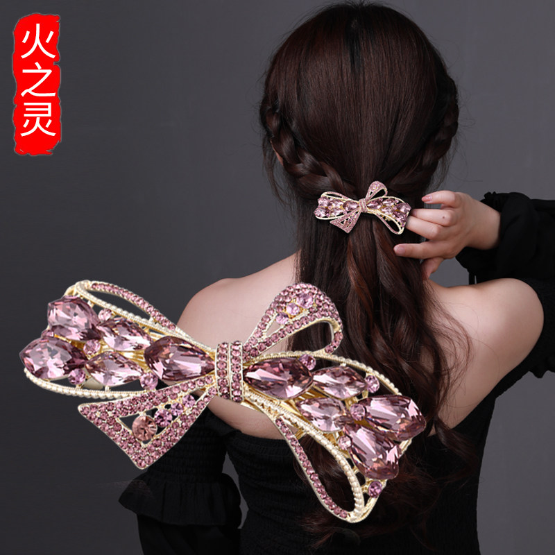 发夹女后脑勺2022新款高档蝴蝶结发饰顶夹一字夹子头饰高级感发卡