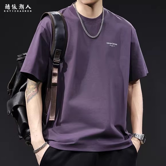 冰感科技棉短袖t恤男夏季2025新款潮牌大码高端衣服重磅男士体恤