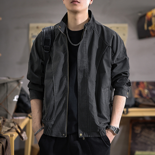 高端爆款痞帅立领飞行员男士夹克秋冬2025新款高级感工装男款外套