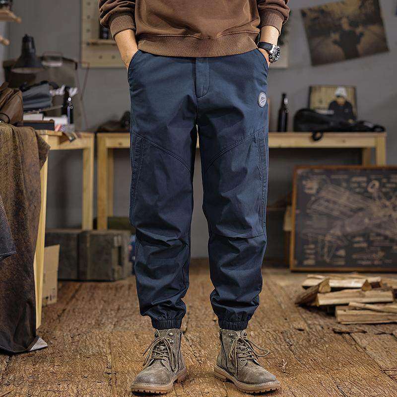 冬季美式纯棉加厚男士工装裤秋冬新款2025宽松加绒裤子束脚休闲裤