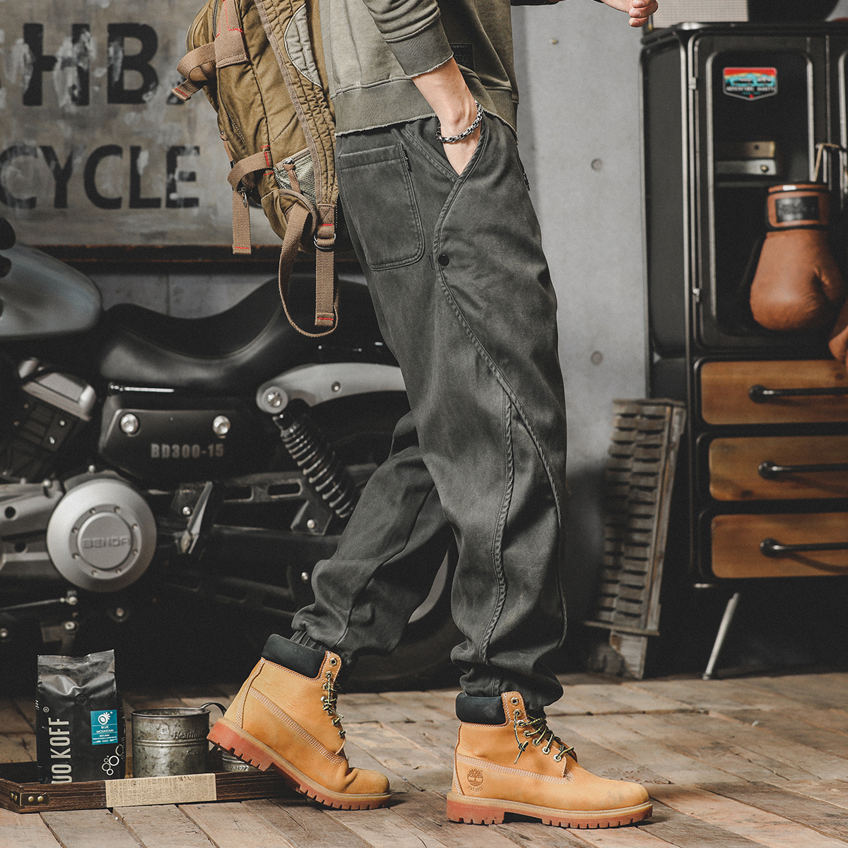 美式复古伐木裤束脚裤