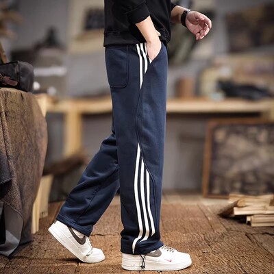 新款潮流侧边三条杠情侣休闲裤
