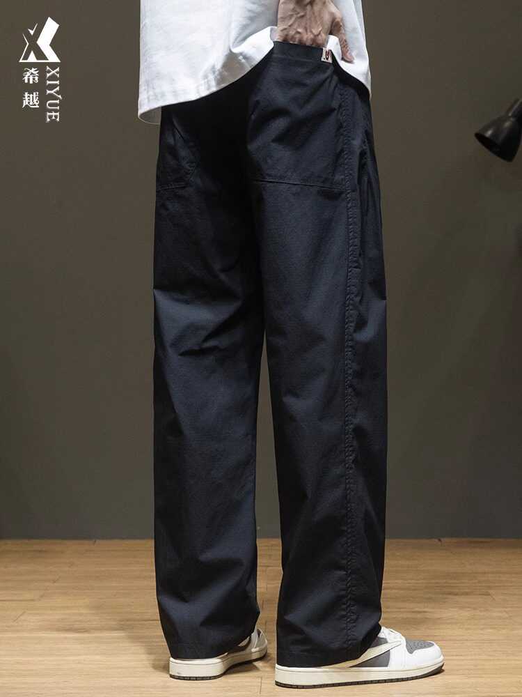 休闲裤子男薄款黑色高个子直筒裤男士夏季2025新款宽松大码伞兵裤