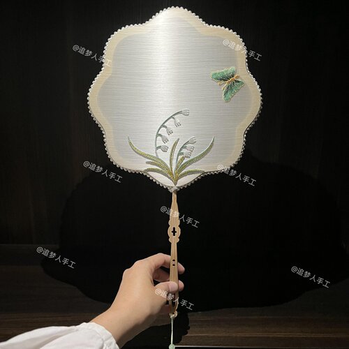 蚕丝扇材料包扇diy手工