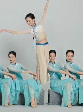 新款春晚碇步桥舞蹈服演出服水清悠悠摇篮谣舞古典舞中国风民族服