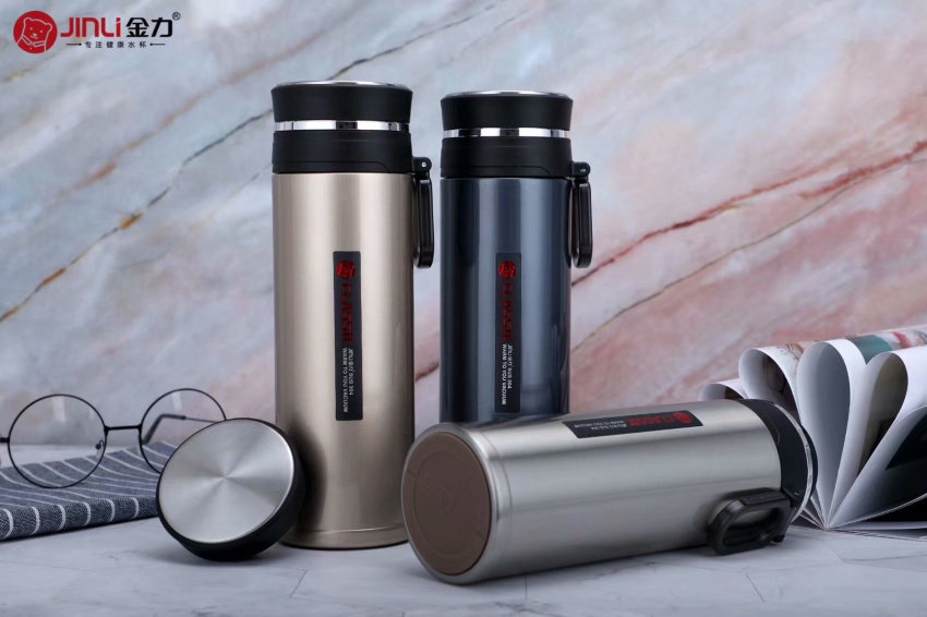 金力华象304不锈钢茶水分离泡茶杯提手拉环真空保温杯新户外提环