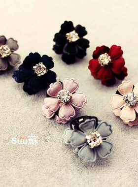 suu蘇发饰头饰可爱头花韩国发夹小号边夹双面水钻抓夹  萌心菇凉