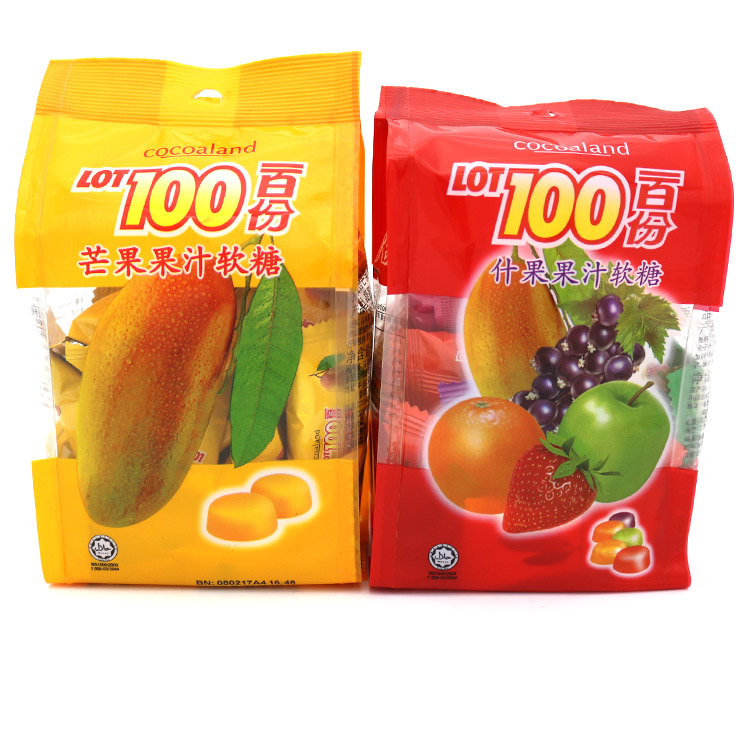 150g马来西亚进口lot100一百份什果芒果果汁软糖水果糖满4包包邮