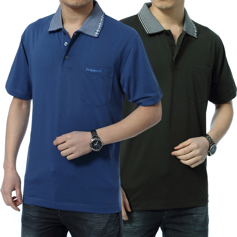 中年男士40到45多岁t血杉50爸爸装55有领子短袖dx棉料上衣nan衣服