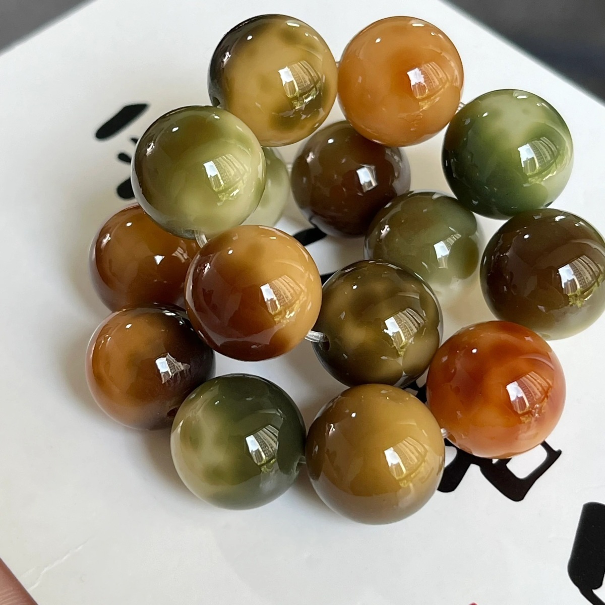 虎皮松花蛋渐变色圆珠菩提根手串男女学生盘玩绕指柔质感亮润