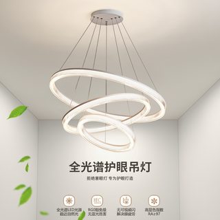 现代简约客厅吊灯全光谱护眼led餐厅灯具北欧极简圆环形主卧室灯