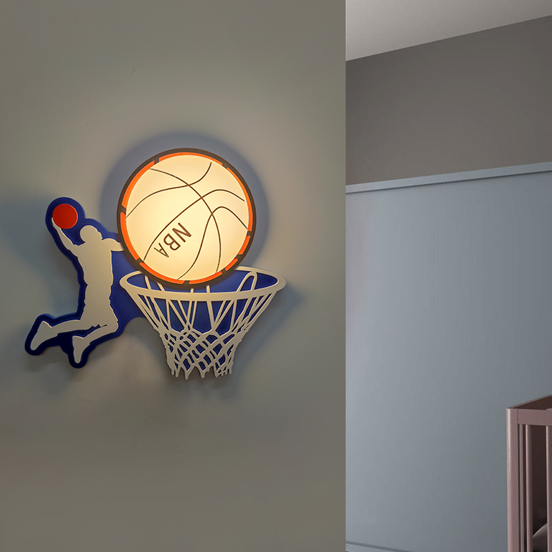 篮球壁灯儿童房床头灯男孩卧室背景墙灯创意卡通led 房间装饰灯具