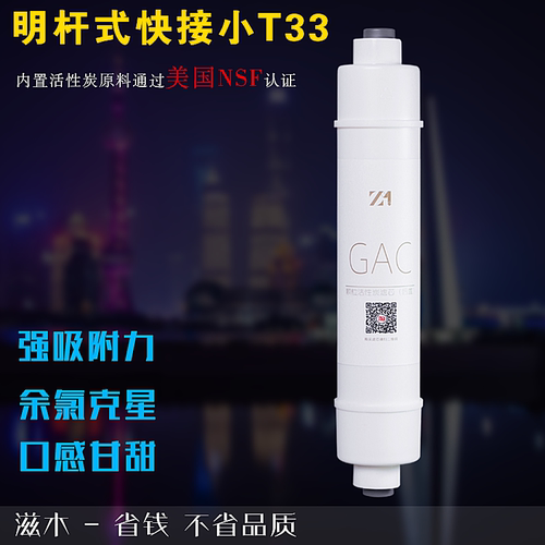 适用沁园明杆小t33快接后置ro185BC/DT/i/a快接活性炭净水器滤芯