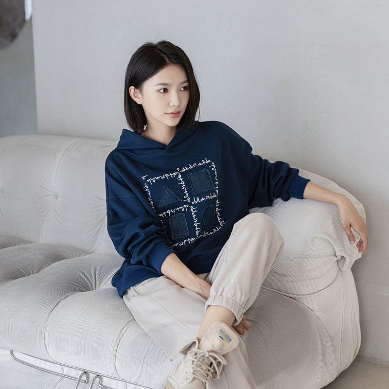 甲乙丙丁常规宽松棉休闲刺绣卫衣