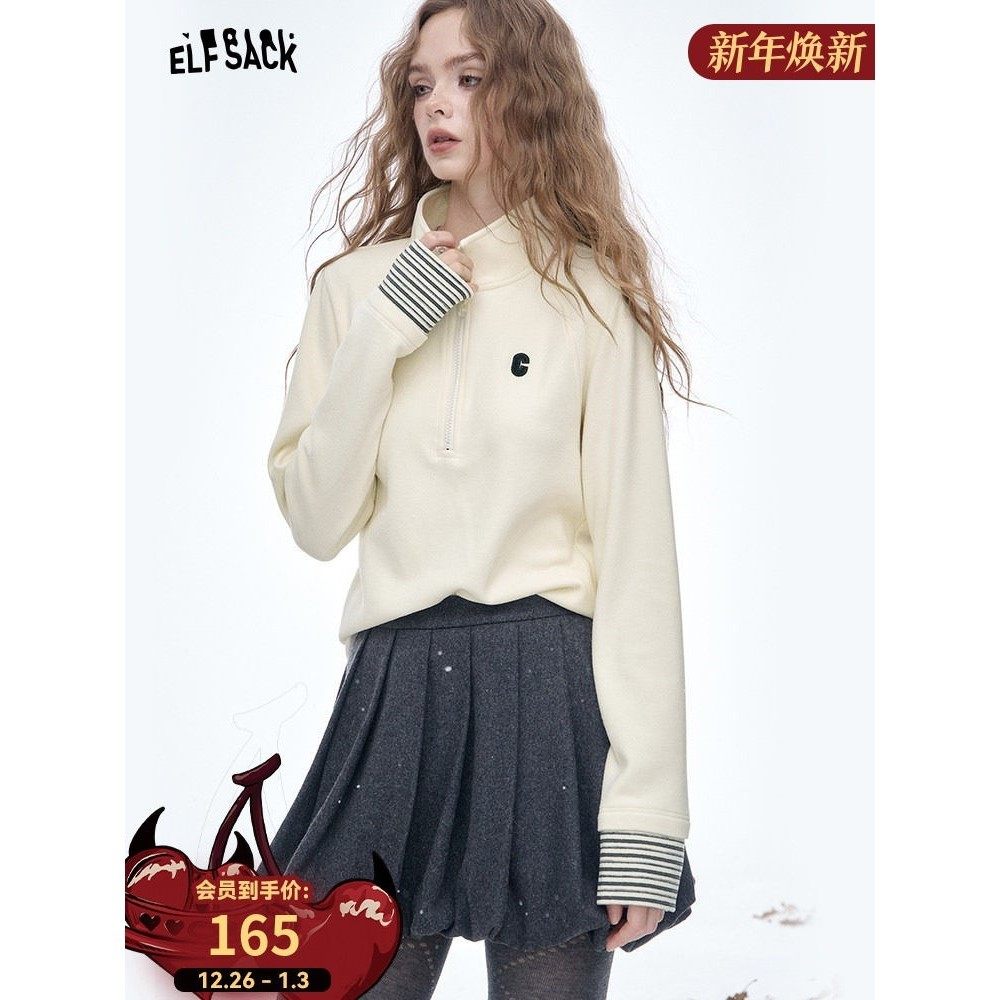 Polo领袖口条纹撞色长袖t恤女2025冬新款宽松休闲上衣,女装/女士精品,T恤,淘宝优惠券,粉丝福利购,淘宝优惠卷