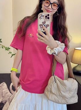 Yong will纸袋3788彩虹星星羊后背印花纯棉透气短袖T恤显瘦时尚夏