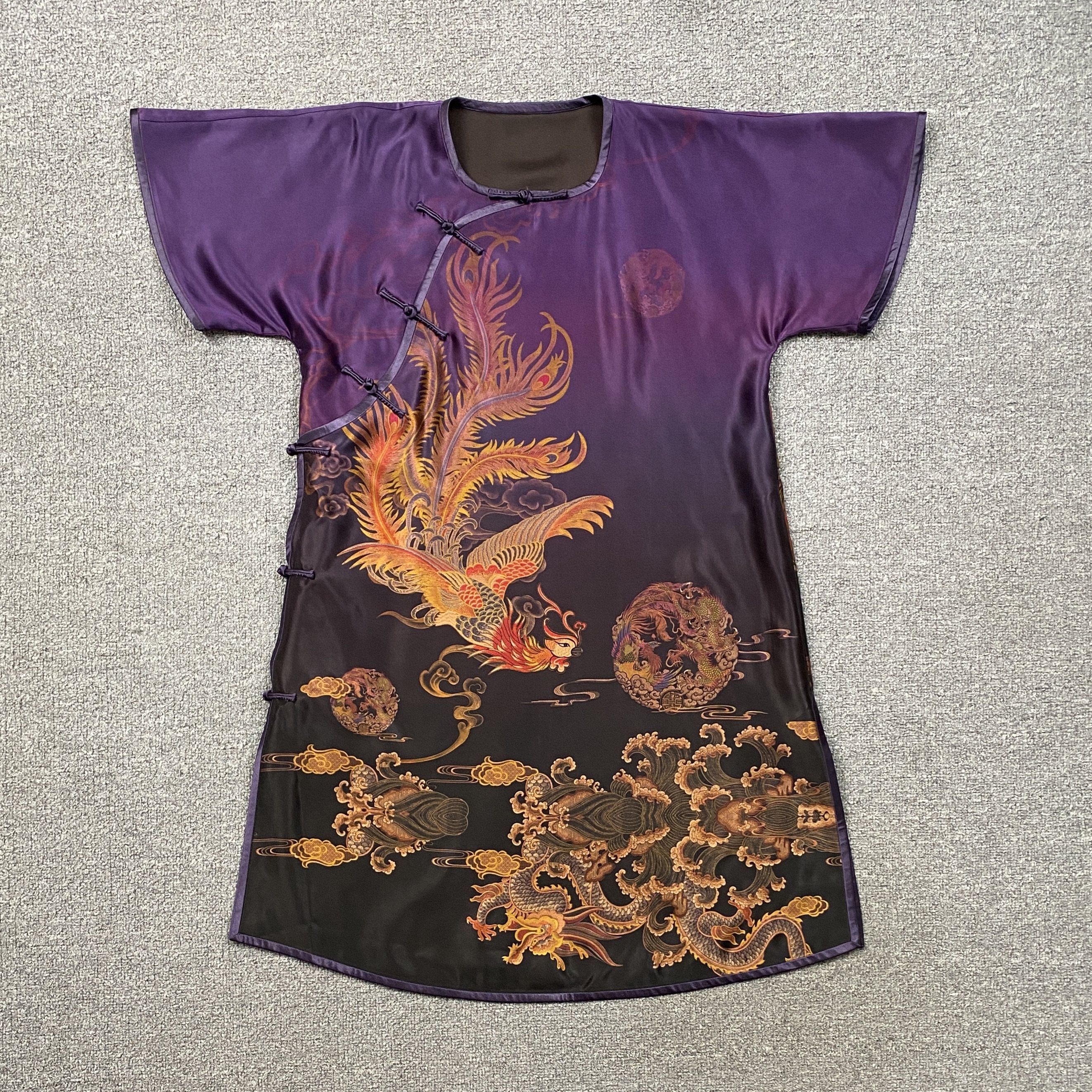 云饰图腾原创新中式国风女装 新款香云纱单层防晒轻奢斜襟长袍