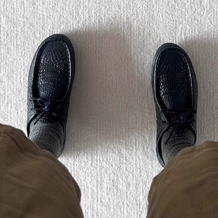 复古德比鞋男女真皮休闲皮鞋厚底乐福鞋袋鼠鞋暗黑鳄鱼纹方头单鞋