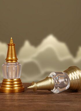藏族水晶塔舍利塔黄铜家用藏传佛用品菩提塔供养舍利子摆件甘露丸