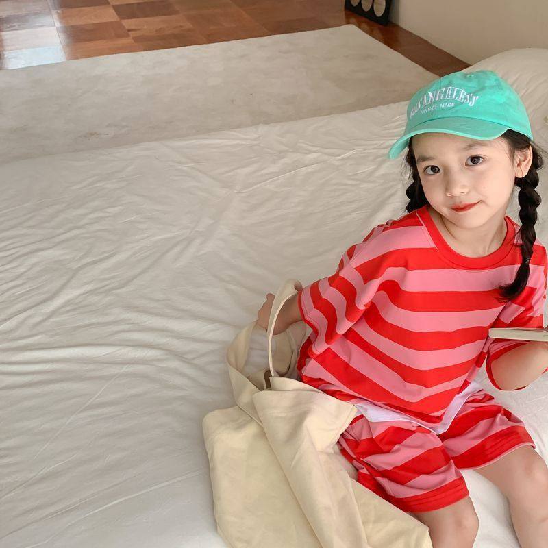 儿童套装短袖假套装两件夏款条纹宽2024两件套短裤童男童女童韩版,童装/婴儿装/亲子装,套装,淘宝优惠券,粉丝福利购,淘宝优惠卷