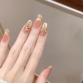 马上有钱花 马年大吉新年手绘美甲短甲福马踏金纯手工穿戴甲