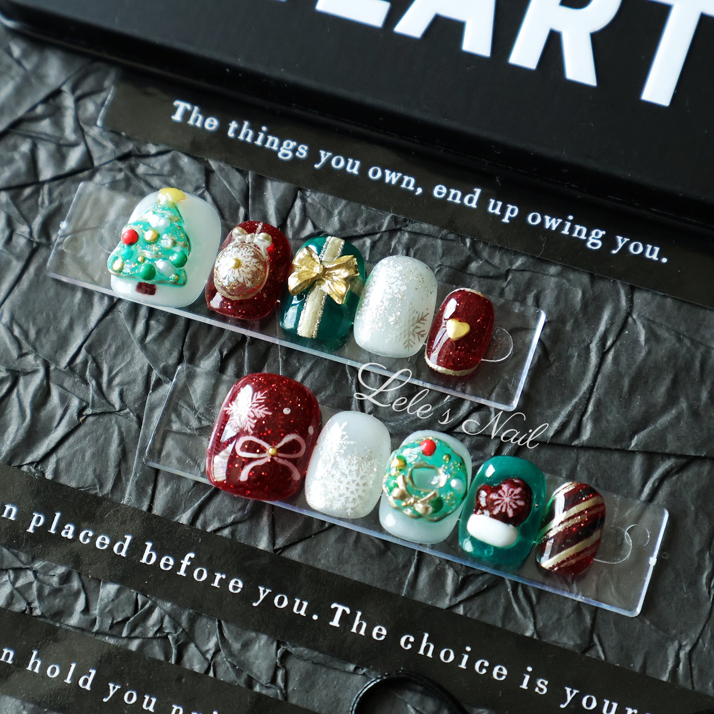 新年圣诞水晶球礼物红穿戴甲美甲