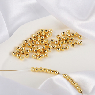 14k18k隔珠包金散珠手串项链配饰手工DIY材料金色圆光珠饰品配件