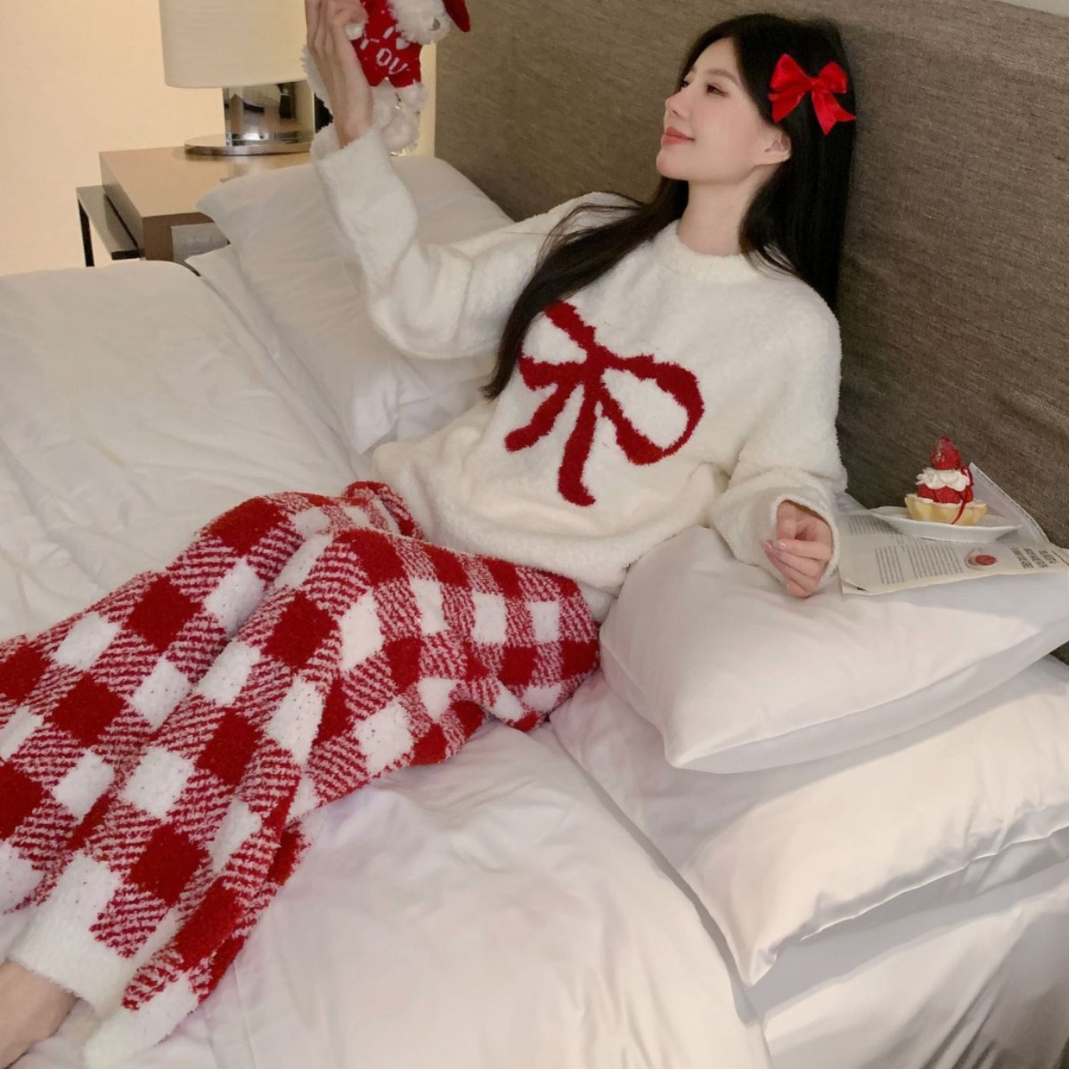 睡衣女冬季半边绒2025新款加绒加厚冬天珊瑚绒长袖长裤家居服套装