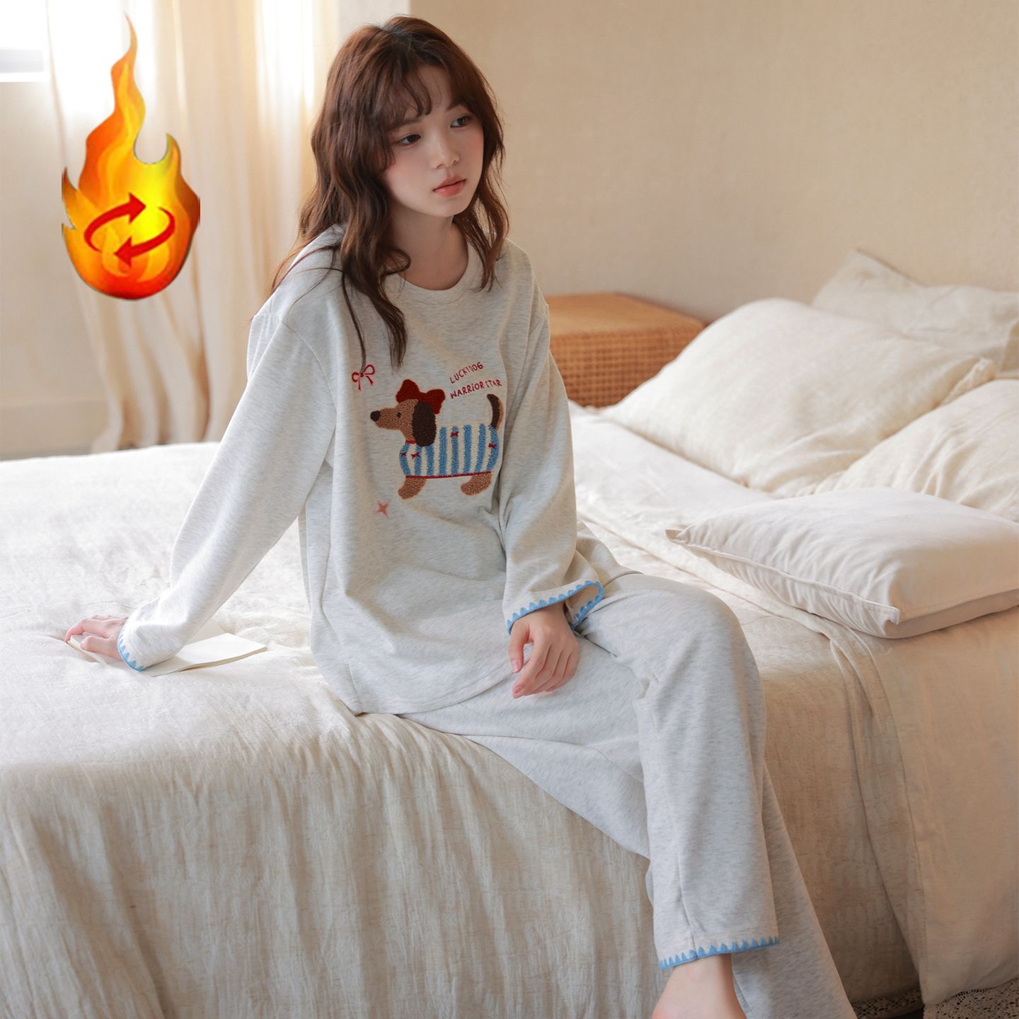 双面磨毛德绒睡衣女秋冬加厚加绒保暖蓄热长袖长裤家居服套装