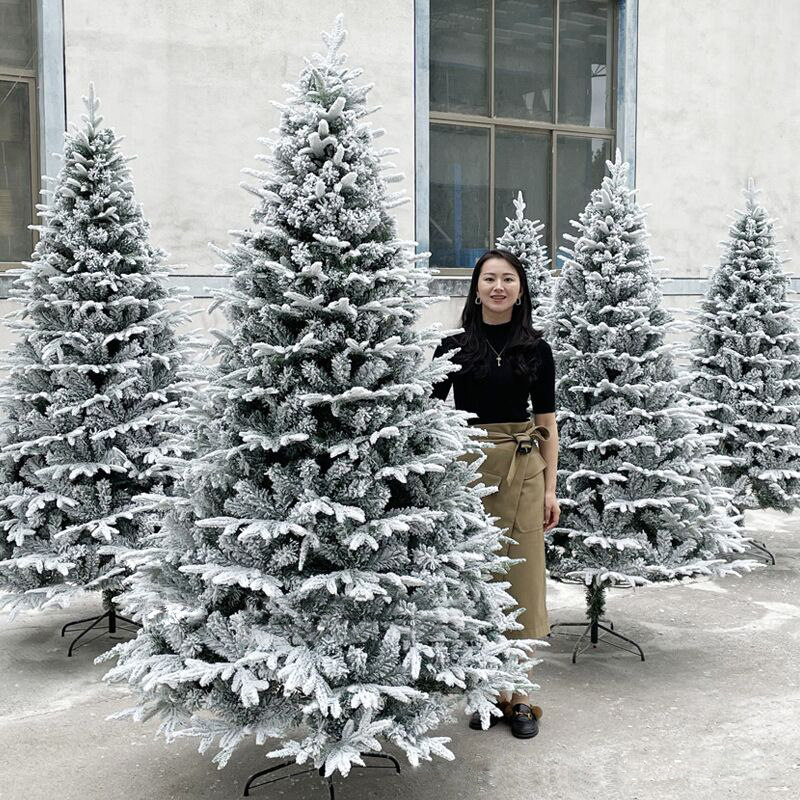 圣诞节大型加密白色仿真雪树高档PE圣诞树雪花雪景拍摄装饰圣诞树