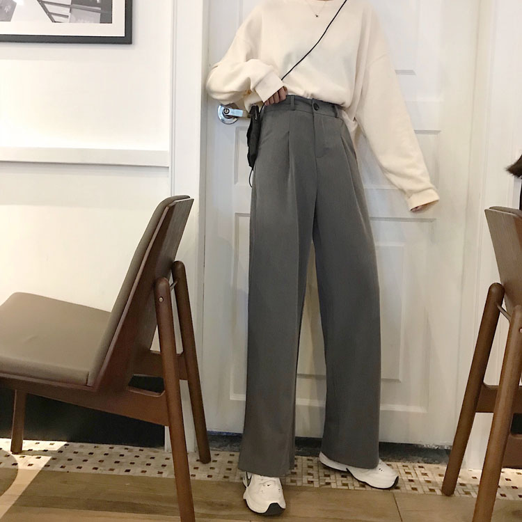Real price ~ 2021 new Korean overalls wide leg pants half elastic waist loose casual pants
