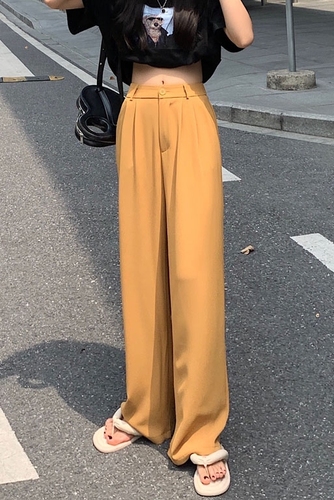 Real shooting and real price ~ 2022 new Korean hanging feeling suit pants, wide leg pants, high waist straight tube floor mopping pants, women's pants